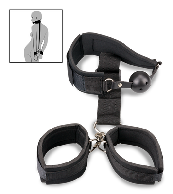 BDSM kit with ball gag and handcuffs