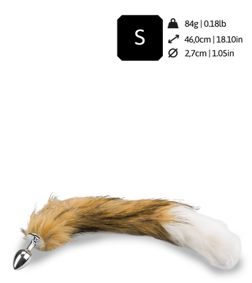 Brown and white vegan fur dog tail butt plug