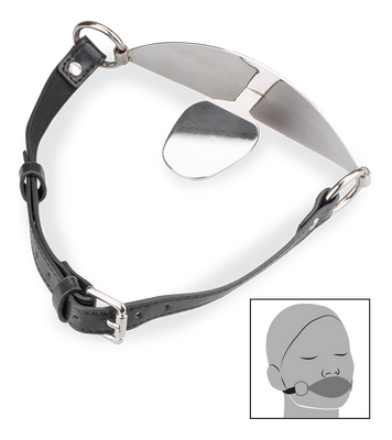 Flat faux leather and metal gag