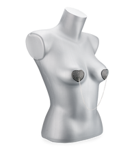 Load image into Gallery viewer, Heart-shaped rhinestone and metal chain nipple pasties