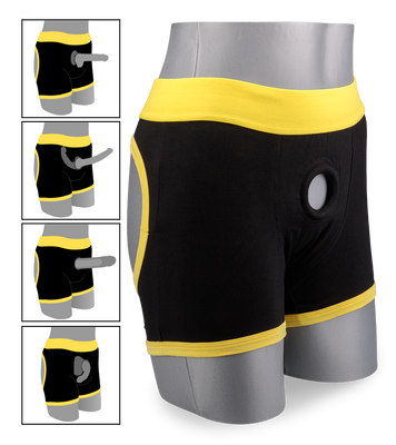 Horny strap on boxer briefs