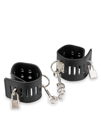 Leather and metal wrist cuffs