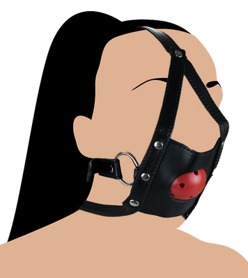 Leather face mask with ball gag
