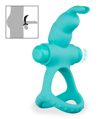 Passionate triple cock ring with vibrating rabbit