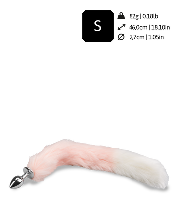 Pink and white faux fur fox tail butt plug