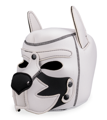 Puppy play neoprene dog hood with moustache