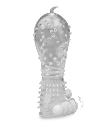 Realistic crystal vibrating textured penis sleeve