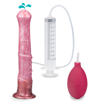 Suction-cup silicone ejaculating horse dildo