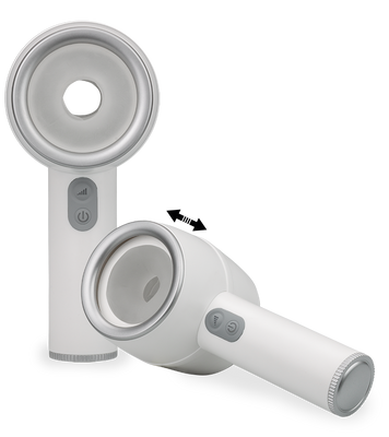 Tornado thrusting masturbator with comfort-grip handle