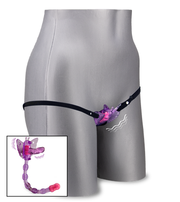 Triple stimulation wearable butterfly vibrator